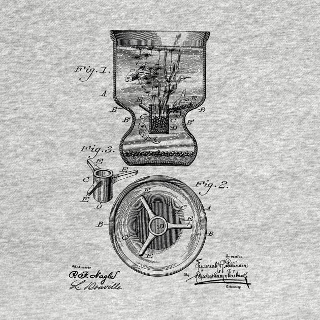 Fish Jar or Aquarium Vintage Patent Hand Drawing by TheYoungDesigns